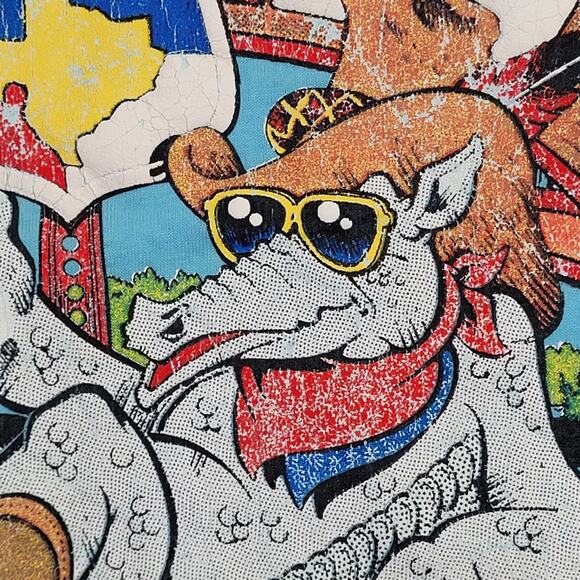 Vintage 80s Texas Armadillo Cowboy Shirt Medium 19x27 USA Made - Picture 3 of 12